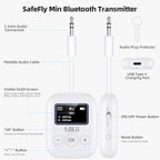 1Mii Airplane Bluetooth 5.3 Transmitter for All Headphones - Bluetooth Adapter for TV - Dual Connection - aptX Low Latency - Flying Travel, Wireless Audio Aux for MP3,Game,PC-White
