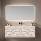 32IN Bathroom Vanity - Smart Defogging Mirror Cabinet | Waterproofing Technology & Wave Shaped Door Panel, Floating Bathroom Vanities with Large Storage Space (Mirror)