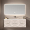 36IN Bathroom Vanity - Smart Defogging Mirror Cabinet | Waterproofing Technology & Wave Shaped Door Panel, Floating Bathroom Vanities with Large Storage Space (Mirror)