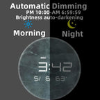 Nbdeal Digital Wall Clock with LED Display, 13" Calendar & Temperature, Automatic Dimming, 12/24hr Format, Wall & Desk Use - HUI-7855