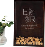 ARYCRAFTS Personalized Wooden Wine Cork Holder Shadow Box – Custom Engraved Display Case for Weddings, Engagements, Anniversaries & Wine Lovers – Rustic Memory Keepsake with Clear Front Panel