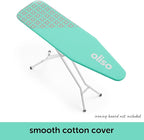 Oliso Ironing Board Cover, Durable 100% Cotton Lined with Professional Grade Felt pad - Fits Standard 54” x 15" Boards, a Wide Elastic Edge, Two Adjustable Straps for Secure Fit (Aqua)