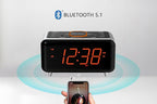 Emerson CKS1521-A SmartSet Bluetooth Dual Alarm Clock Radio with 1.4” Orange LED Display, Auto Time-Set, USB Phone Charger, FM Radio, AUX Input, Auto-Dimmer & Orange Accent Light