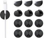 12 Pack Cable Clips, Znben Cord Organizer Holder Adhesive Cable Management Charger Wire Holder Clips for Desk, Home, Office, Car, Cubicle, Nightstand Black