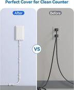 Flat Extension Cord with Outlet Cover & Cable Clips- 5 FT, 1625W Child Proof Extension Cord with 3 AC Outlet 4 USB (24W/4.8A), Flat 90 Degree Power Strip for Behind Furniture Couch Sofa TV, etc