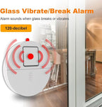 EVA LOGIK Modern Ultra-Thin Window Alarm with Loud 120dB Sound and Vibration Sensors Compatible with Virtually Any Window, Glass Break Alarm Perfect for Home, Office, Dorm Room- 8 Pack