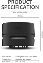 ODISTAR Desktop Vacuum Cleaner, Mini Table dust Sweeper Energy Saving,High Endurance up to 400 mins,360º Rotatable Design for Keyboard/Home/School/Office (Black)