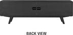 NTC Sapa Mid-Century Modern Solid Wood TV Stand 4-Door Media Console with Carved Geometric Fronts for TVs up to 75", Effortless Assembly, Burnt Black