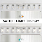 DIKAIDA 52inch Brushed Nickel Vanity Light Fixtures, 8 Light Brushed Nickel Bathroom Vanity Lights Over Mirror, Matte Nickel Modern Bathroom Wall Lighting for Mirror Bedroom,Living Room