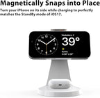 3 in 1 Charging Station for Apple Devices - Faster Mag-Safe Charger Stand for iPhone - Magnetic Wireless Charger Station for iPhone 16/15/14/13 Series,& AirPods,& iWatch - White