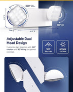 Sunco LED Emergency Lights, Commercial Lighting for Business, Power Outages, Offices, with Backup Battery (90 Minutes), Wall Mount, Hard Wired, 120-277V, Fire Resistant (94V-0) UL.