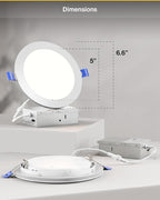 Sunco 6 Inch LED Recessed Light with Night Light, Canless Recessed Lighting, 1500 LM, 15W (150W Equivalent), Selectable CCT 2700K/3000K/4000K/5000K/6000K, Dimmable, with Junction Box 4 Pack.