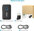 YMOO Bluetooth 5.3 Transmitter Receiver for TV/Airplane, Supports 2 Headphones/Speaker with aptX Adaptive & Low Latency, 3.5mm Jack Aux HiFi Stereo Wireless Audio Adapter for Flight, Travel, Planes