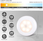 STAR-SPANGLED 3 Pack 2.8” Motion Sensor Lights Indoor AAA Battery Operated, Stick on LED Puck Light for Stairs, Under Cabinet, Closet, Warm White