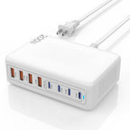 USB C Charger Block,200W Type C Charger Fast Charging,8 Port USB C & A Charging Station GaN III Desktop Hub Block Laptop Adapter for Apple iPhone Air/17/16/15,iPad Pro/Air/Mini,MacBook Pro/Air,Samsung