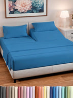 Split Head King Sheet Set – 4 Piece Flex Split Top King Sheets for Adjustable Beds - Fits 14” to 16" Mattress w/ Deep Pockets - Soft, Breathable & Cooling - Luxury Bedding & Wrinkle Free - Denim Blue