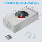 200 Amp Meter Socket, 4 Jaw Meter Base, 600V 3 Wire Ringless Type, with Horn Bypass Meter Cover Plate, Suitable for Overhead/Underground Feed