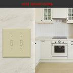 ENERLITES Double Toggle Switch Cover, Two Gang Light Switch Wall Plate, Gloss Finish, Oversized 2-Gang 5.5" x 5.5", Unbreakable Polycarbonate Thermoplastic, UL Listed, 8812O-I, Ivory