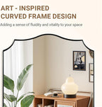 ANDY STAR 30x48 Inch Large Bathroom Mirror, Brushed Nickel Asymmetrical Mirror, Modern Rectangle Mirror with Unique Wavy Design, Premium Stainless Steel Metal, Wall-Mounted Vertically/Horizontally
