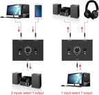 Audio Switcher 3.5mm Audio Selector Splitter Box Mini 2(1)-in-1(2)-Out Audio Sharing Manual Selector Compatible Active Speaker((3.5mm Stereo Audio Switcher)