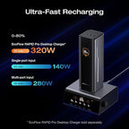 EF ECOFLOW Rapid Pro Power Bank (27650mAh, 300W Max Output, 140W Built-in Cable), 4-Port Portable Charger, TSA-Approved, Up to 320W Recharge, Compatible with MacBook, iPhone 17/16/15, Galaxy, Laptop