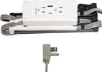 My Tidy Space Compact Combo (1) USB-A (1) USB-C (2) 15 Amp in-Drawer Docking Station Outlet Plugs with Retractable arm