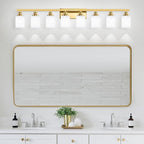 DIKAIDA 52inch Gold Bathroom Light Fixtures, Modern Bathroom Vanity Light with Milky White Glass Shade, Gold Wall Lamp Sconces for Mirror Bedroom, Living Room Hallway