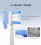 lunakind Sonic Toothbrush with Travel Case, Electric Toothbrush, AI Smart Display, 4 Modes with Missed Spot Detection, Pressure Sensor, 2 Mins Timer, 40° Oscillating 52000 VPM, 2 Brush Heads, IPX7