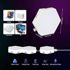 Vcwtty Hexagon Lights Wall Panels, Smart LED Wall Lights with APP, DIY Modular Assembled Music Sync RGB Gaming, Hex Light with USB-Power for Autism, Game Room Decor, Party (6-Pack)