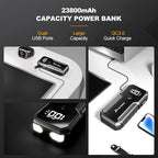 POPDEER Car Battery Jump Starter, 3000A Jump Box (All Gas/ 8.0L Diesel), 12V Car Battery Charger with Dual USB Quick Charge and DC Output, Portable Jump Starter with LED Flashlight