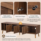 Virubi Mid-Century Modern TV Stand, Entertainment Center with 3 Doors and Open Shelf, Media Console for TVs up to 80 Inch, Television Stands with Cable Management for Living Room