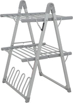 SHARNDY Electric Heated Clothes Drying Rack,Foldable Heated Garment Dryer with Timer Shut-Off Laundry Rack for Clothes Shoes Socks,Aluminum Alloy,Silvery Gray,Plug & Play,(39.37x25.98x23.82in)