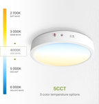 ASD LED 12" Round Flush Mount Ceiling Light Fixture, Low Profile Surface Lighting | 5CCT, Dimmable, Battery Backup, ETL Listed | 24W 2100LM 2700-6000K 120V | Kitchen, Hallway Lamp | White