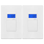 ENERLITES 7 Days Digital in-Wall Programmable Timer Switch for Lights, Fans, and Motors, Neutral Wire Required,7-Day 18 ON/Off Timer Settings, with Blue Backlight, UL Listed, HET01, White, 2 Pack