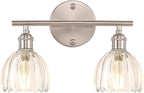 Shenmoyl Bathroom Light Fixtures, 2-Light Vanity Wall Light Over Mirror with Clear Tulip Glass Shade for Bedroom Living Room (Bulb Not Included), Satin Nickel