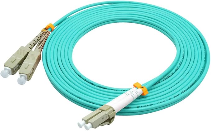 Jeirdus 50Meters 160ft LC to SC Duplex 50/125 10G OM3 Multi-Mode Fiber Optic Cable Jumper Optical Patch Cord LC-SC
