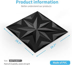 Art3d Decorative 3D Wall Panels Art Petal Pack of 12 Tiles 32 Sq Ft, Black
