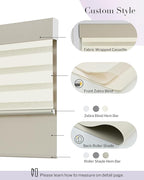 Graywind Smart Dual Shades Compatible with Alexa Google Homepod Motorized Double Zebra Blinds Matter Solar Powered, Custom Size (Beige)