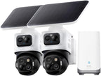 eufy Security eufyCam S4 2-Cam Kit,4K Solar Camera Wireless Outdoor, Triple Lens Bullet-PTZ Cam, 360° View, Cross-Cam Track, Al Recognition, 8X Zoom, Color Night Vision, 0 Monthly Fee, Local Storage
