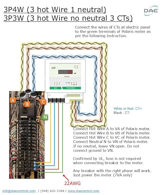 DAE P254-600 KIT, 600A, RS485, UL kWh Smart Submeter, 3 Phase, 120-480V, 3 Split Core CTs (Inner Dia. 1.38 inch)