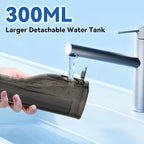 Cordless Portable Water Flosser with 300ML Tank: Rechargeable Oral Irrigator with 5 Tips for Travel, Braces Care and Sensitive Gums, IPX7 Waterproof Teeth Cleaning Device(Black)