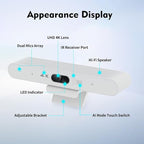 TOALLIN 4K Conference Room Webcam with Mic and Speaker, Ai Auto-Framing & Voice-Tracking, USB Video Bar, All-in-One Video Conference Camera for Online Meetings, Video Calls