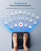 Masmssm Smart Scale for Body Weight, FSA&HSA Eligible, Bathroom Digital Weighing Scale with 8-in-1 Large Display, 22 Metrics with BMI, Body Fat, Heart Rate, Compatible with iOS & Android