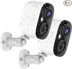 Security Cameras Wireless Outdoor,2K Indoor WiFi Wireless Cameras,Outside Battery Powered Cameras for Home Security,AI Motion Detection,Color Night Vision,Spotlight,Siren Alarm,SD/Cloud Storage,2Pack