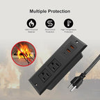 20W Recessed Power Strip USB C Fast Charge Desk Power Outlet Type C Flush Mounted Extension Power Plug for Conference Countertop Desktop Drawer Sofa ETL Listed (Black)