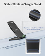 Wireless Charger Stand, 15W Fast Phone Wireless Charging Stand Station with 20W USB C Brick for Samsung W26/S25 Ultra/S24+/S23/S22+/S21, iPhone Air/17 Pro Max/16/15/14/13/12 with Sleep-Friendly Light