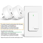 GreenCyle 4 Plug-in Light Switches with 1 Remote, Wireless Remote Control Light Bulb with Wall Switch, 15A/1500W, TUV List, No Wiring, 500ft RF Range, for Lamps, Household
