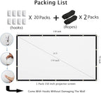 Mdbebbron 150 inch Projection Screen 16:9 Foldable Anti-Crease Portable Projector Movies Screen for Office Home Theater Indoor Outdoor Support Double Sided Projection