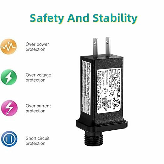 30V 0.2A Replacement LED Transformer Model JT-EL/FC300V0200-C Class 2 Power Supply IP44 LED Light Controller Low Voltage Transformer for Halloween Christmas String Light Inflatable Decorations