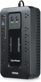 CyberPower EC750G Ecologic Battery Backup & Surge Protector UPS System, 750VA/450W, 12 Outlets, ECO Mode, Compact Uninterruptible Power Supply, Black